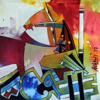 Ashkal,12 x 12 Inch, Acrylic on Canvas, Figurative Painting, AC-ASH-105